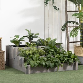 3 Tier Elevated Wood Flower Box Gray Raised Garden Bed for Vegetables and Herbs Model D0100XFF3IJColor: Gray Color