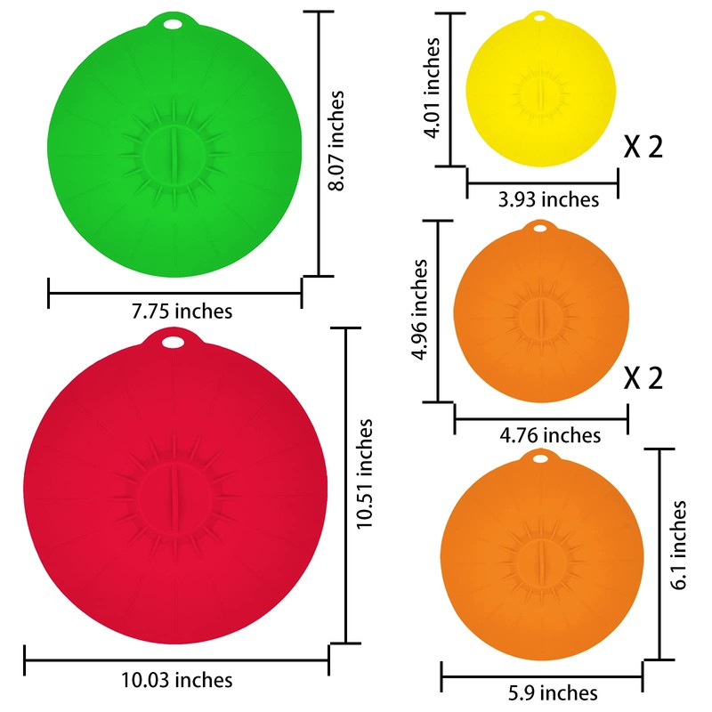 Puideon 7 Pack Silicone Lids,Silicone Pot Lids,Silicone Lids for Pans,5