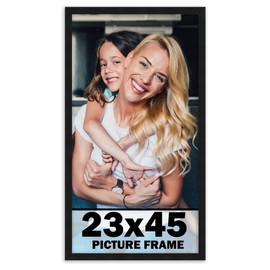 23x45 Frame Black Picture Frame - Complete Modern Photo Frame Includes UV Acrylic Shatter Guard Front, Acid Free Foam Backing Board, Hanging Hardware Wood Wall Frames for Family Photos - no Mat