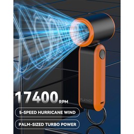 PLAYHOT D01 Rechargeable Mini Fan - 5-Speed Settings, 17400RPM Powerful Airflow, Up to 8 Working Hours, Ideal for Hot Weather/Trips/Hiking - Color: Black