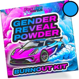Blackout Gender Reveal Burnout Kit 2 x 2lb Powder + 40 Stickers & 2 Ribbons - Suitable for Cars, Trucks & Motorcycles (4lbs of BLUE Powder)