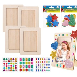 DIFEIUKI Wooden DIY Photo Frames Set of 4 KG Postcard Size Picture Frame Natural Blank Hand Painted Blank Photo Frame Painting Doodle Photo Frame Unfinished Picture Frame Clay Frame Craft Photo Frame