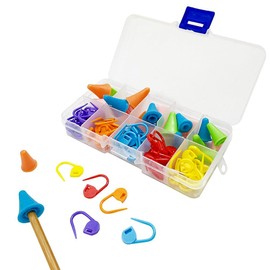 Samcos Knitting Needle Cap, Set of 81 Tiers Marker, Needle Cap, Knitting Needle Point Protector, Needle Tip Cover, Needle Point Protector, Sewing Tool, Storage Case, Rod Cap Random Color