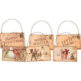 Primitives by Kathy 5.50 Inches x 3.50 Inches Christmas Let It Snow Postcard Hanging Ornament