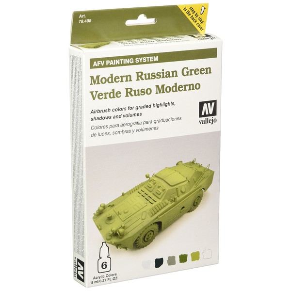 Vallejo Afv Modern Russian Green - Set di Colori Acrilici per Aerografo, Verde