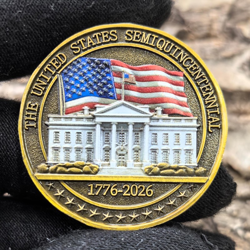 Strugglejewelry USA 250th Anniversary Challenge Coin, Liberty Bell & White