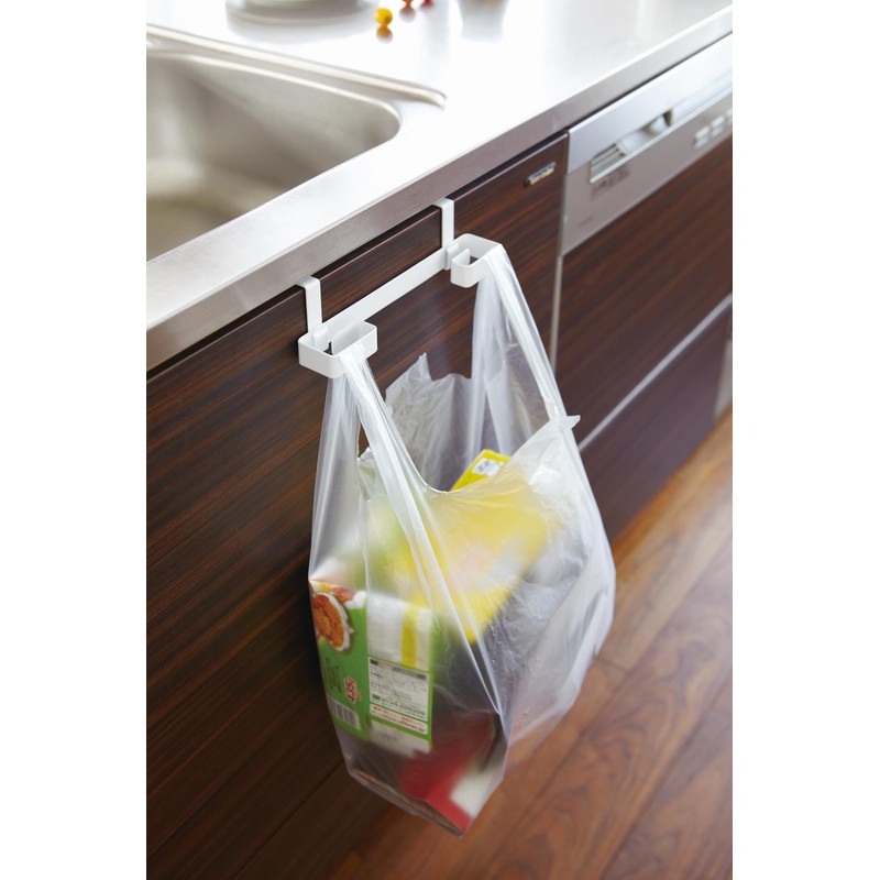 山崎実業 レジ袋&タオルハンガー プレート ホワイト 7918