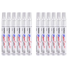 White Paint Pens Permanent Paint Markers - 12 Pack Oil Based Marking Pens, Medium Point, Quick Drying and Waterproof Paint Pens for Rock Painting Car Tyre Metal, Plastic, Canvas, Wood