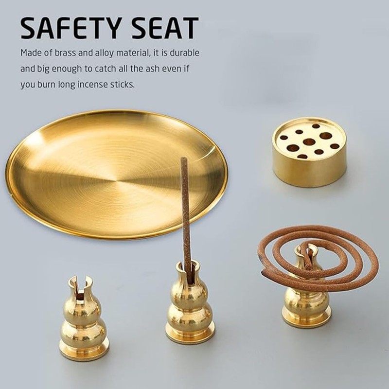 Incense Burner 3 in 1 Stick Incense Burner Removable Brass