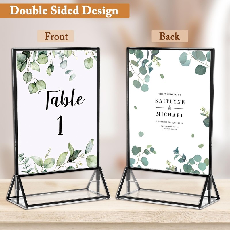 Floroom 6 Pack 5x7 Inch Clear Acrylic Sign Holders, Double-Sided