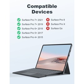 TOMSENN Surface Pro 7 Keyboard, Bluetooth 5.1, 7-Color Backlit Touchpad, Compatible with Surface Pro 7/7+/6/5/4/3