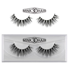 JewelryWe 3D Mink Hair False Eyelashes Black 100% Handmade Eyelashes Eyelash Extension Make-Up 1 Pair Pack #B
