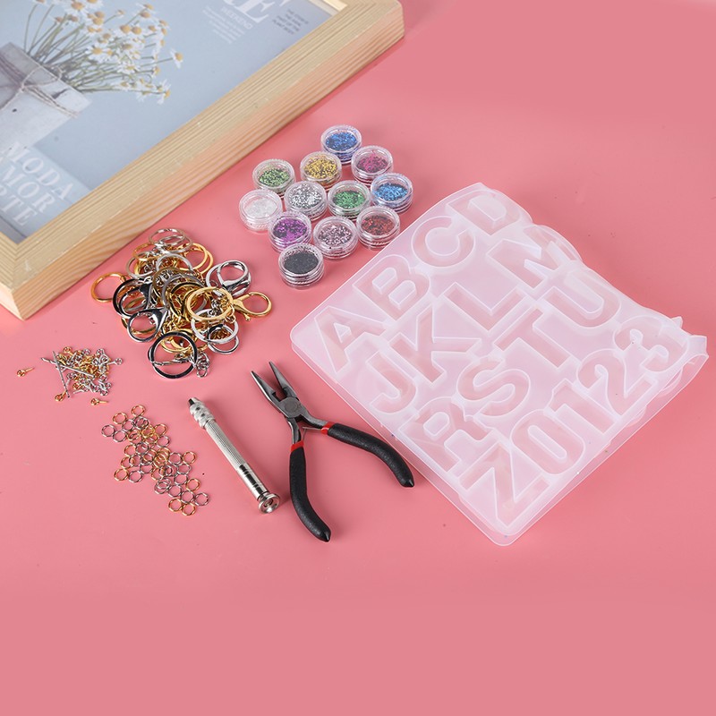 Crystal Epoxy Mold Kit DIY Alphabet Number Silicone Mould Necklace