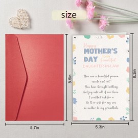 Qiavor Funny Poem Mother's Day Card for Daughter-In-Law, Romantic Mother's Day Card from Mother In Law, Happy Mother's Day to My Beautiful Daughter In Law