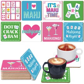Patelai 8 Pcs Mahjong Coasters, 3.94" x 3.94" Drink Coasters Colorful Mah Jong Gift and Accessories for Mahjong Cup, Drink, Table Game or Game Night Party Supplies Decoration (Cute)