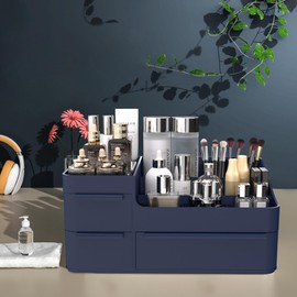 Makeup Organizer with Drawers, Countertop Organizer for Vanity, Bathroom and Bedroom Desk Cosmetics Display Case for Brushes, Lotions, Perfumes, Eyeshadow, Lipstick and Nail Polish