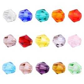 BEADNOVA 1500pcs 4mm Faceted Xilion Bicone Crystalized Crystal Glass Beads for Jewelry Making