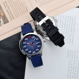 BISONSTRAP 22mm Watch Bands for Men, High Performance Fluororubber Rubber Watch Strap with Quick Release, (Black, Gold Buckle)