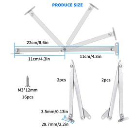 4 Pcs Drop Down Hinges, Cabinet Lid Stay Folding Hinges, 180 Degree Hinges Lid Support Hinges, Flap Hinges, Soft Close Furniture Kitchen Cabinet Cupboard Wardrobe Door Hinges, with Screws