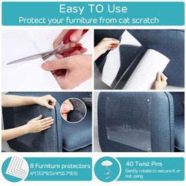 Cat Furniture Protector, 8 Pcs Furniture Protection Transparent Cat Scratch Guards with Pins for Protecting Upholstered Furniture Sofa, Couch, Carpets, and Doors(47x15cm, 45x30cm)