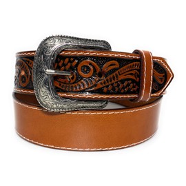 EL CHARRO Men's Western Cowboy Rodeo Leather Belt, Texas Style Leather Belt (40, Honey)