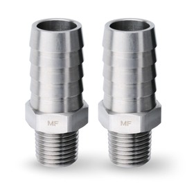 MAACFLOW Stainless Steel 1/4" Male NPT to 5/8" Hose ID Barb Barbed Fitting Adaptor Connector (Pack of 2)