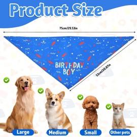 Dog Birthday Bandana - Pet Birthday Boy Scarf - Triangle Dog Party Accessory - Puppy Outfit for Small & Medium Dogs - Soft Fabric (Blue)