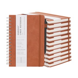 Spiral Notebooks Journal for Women Men 12 Pack Bulk Leather Hardcover with Pen Holder A5 160 Pages 100 GSM Thick Paper for Work School Lined Brown