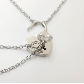Matching Heart Lock and Heart Key Necklace Set for Couples Padlock Jewelry BFF Gift Boyfriend Girlfriend