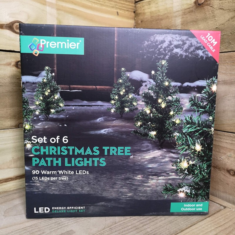 Premier Pre-Lit Christmas Tree Pathway Lights, 6 Pack, Green
