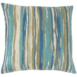 The Pillow Collection Uchenna Stripes Cushion Cover, Polyester, Blue, 41265 x 41265 x 14439 cm