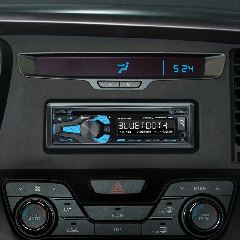 Dual Electronics XDM280BT Single-DIN in-Dash CD Receiver with Bluetooth, Blue,