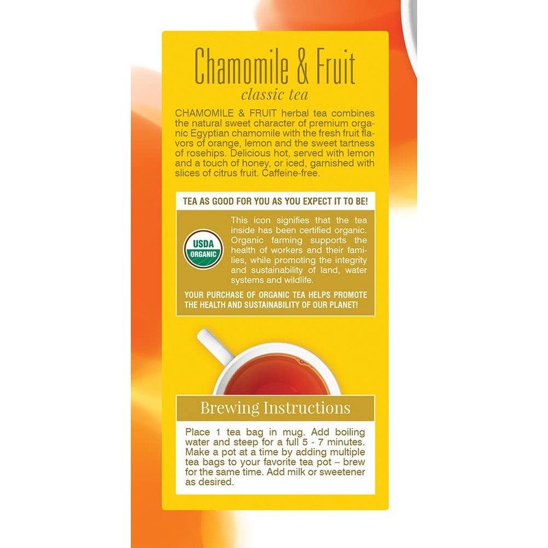Davidson's Organics, Chamomile & Fruit, 25-count Tea Bags, Pack of