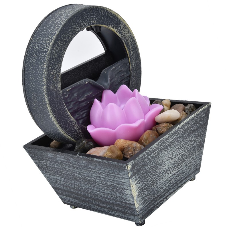 3V USB Plastic Flower Water Fountain LED Tabletop Fountain with