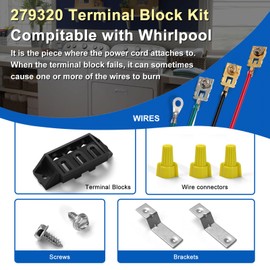 279320 14201229 Dryer Terminal Block Kit Compatible with Whirlpool Kenmore Amana Maytag LTE5243DQ NED7200TW MDE2400AZW MDE9700AYM, Terminal Block Replace 14205165 14205251 14210095