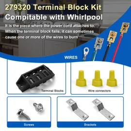 279320 14201229 Dryer Terminal Block Kit Compatible with Whirlpool Kenmore Amana Maytag LTE5243DQ NED7200TW MDE2400AZW MDE9700AYM, Terminal Block Replace 14205165 14205251 14210095