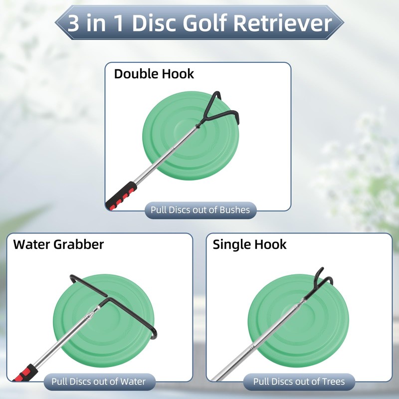 Ebrima Disc Golf Retriever, 10Ft Extendable Disc Golf Pole with