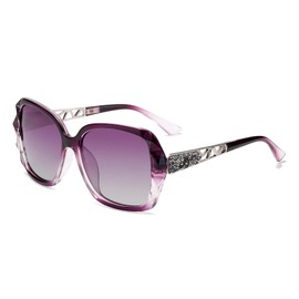 Long Keeper Women's Polarised Sunglasses Classic Vintage Large with Rhinestone Frame UV400 Protection Fashion Glasses for Women, purple