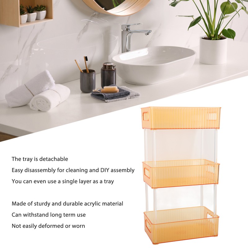 Acrylic Bathroom Storage Rack 3 Tiers Bathroom Counter Organizer Countertop