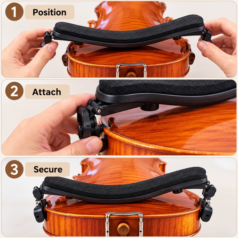 Adjustable Violin Shoulder Rest for 1/8–1/4 and 3/4–4/4 Violins –