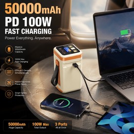 High-Capacity Power Bank for Laptop & Phone Charging – 100W PD Portable Battery Pack for Travel & Work