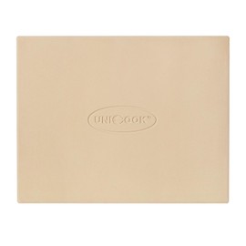 Unicook Pizza Stone for Oven and Grill, Rectangular Baking Pan 15 Inch x 12 Inch, Cordierite Large Cooking Oven Stone with Plastic Dough Scraper, Thermal Shock Resistant Pizza Pan