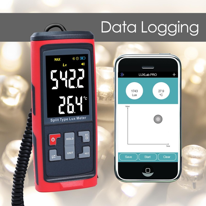 Light Meter Digital Illuminance Meter with Ambient Temperature Measuring and