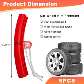 KVAEY 5 PCS Car Tire Changing Rim Protector, Flexible Anti-Scratch Fixing Tyre Rim Protective Cover, Perfect Arc Fit Wheel Changing Rim Edge Savers for Cars SUVs Motorcycle (Red)