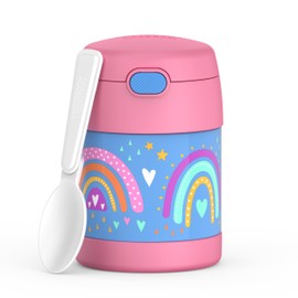 THERMOS FUNTAINER Insulated Food Jar, 10 Ounce, Kid Friendly Food Jar with Foldable Spoon, Rainbow Dreams