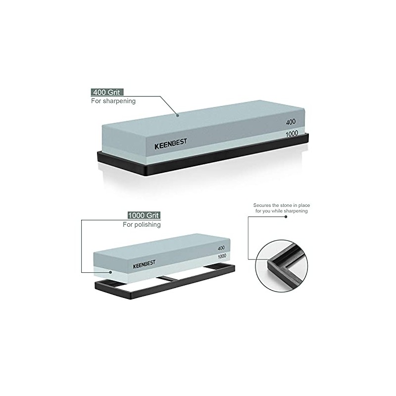 KEENBEST Actual Grit Premium Material Sharpening Stone 2 Side 400