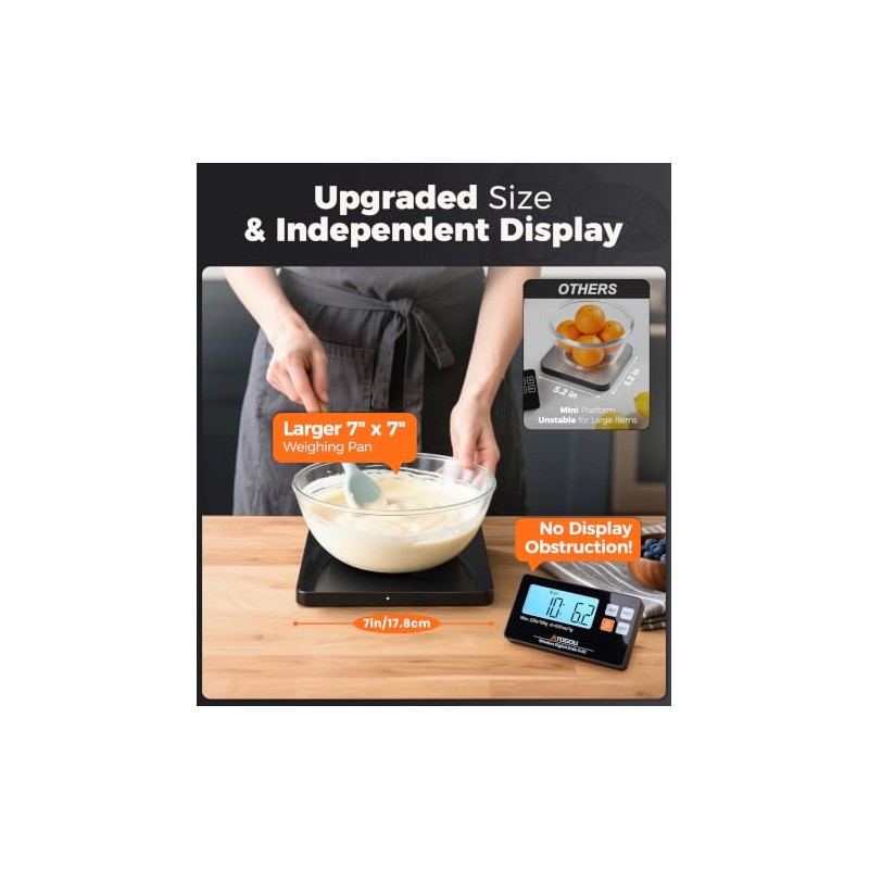 Atogou Wireless Kitchen Scale, 22lb/10kg Food Scale with Detachable Display