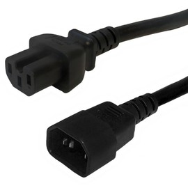 3ft IEC C14 to IEC C15 Power Cable - 14AWG SJT (15A 250V)