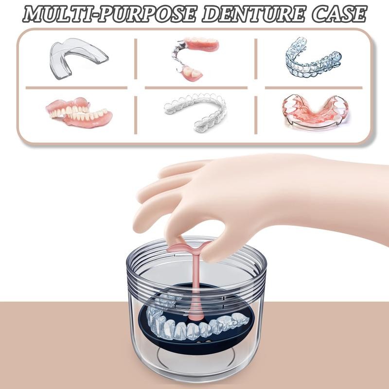 Denture Case Absolutely Leak-Proof Bath For Traveling With Mirror Brush