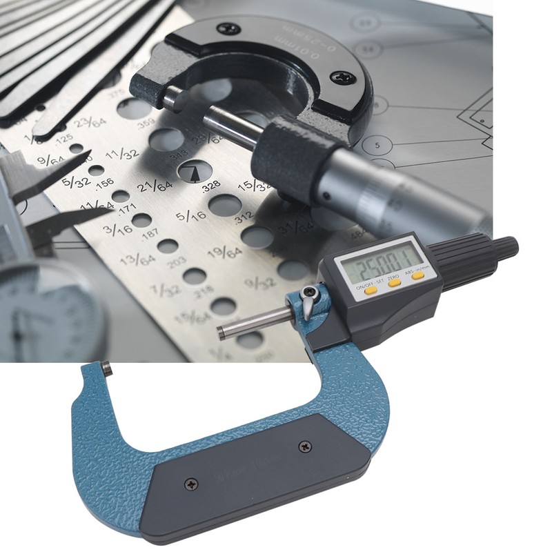 Chrome Plated Alloy Digital Display Low Error Micrometer 0.001mm Resolution